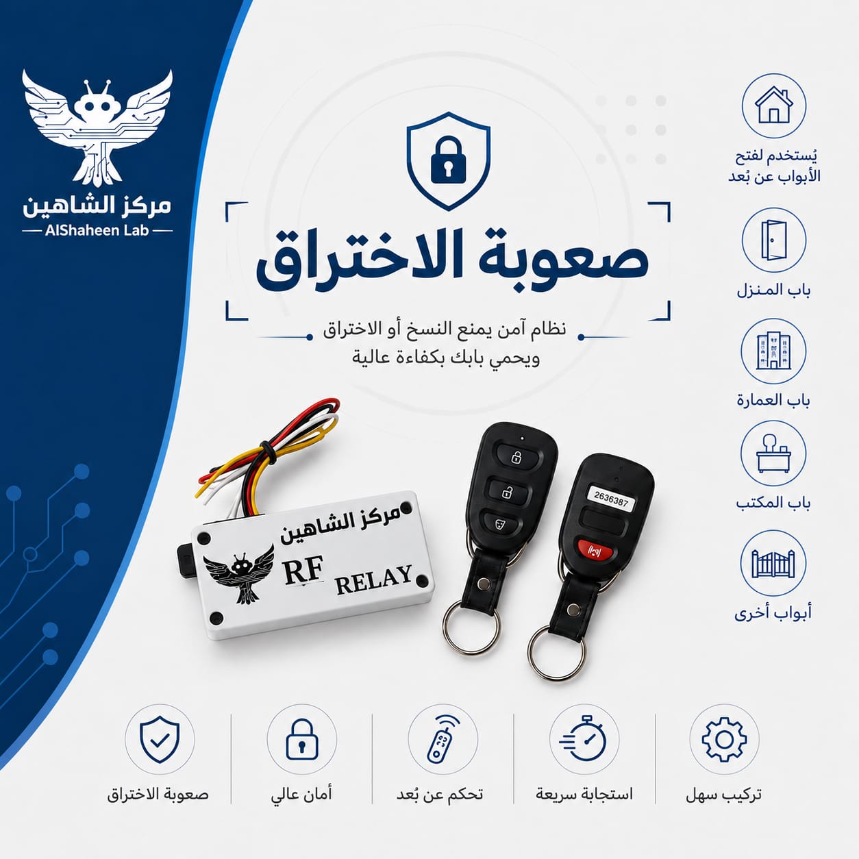داره لفتح الباب عن طريق جهاز التحكم